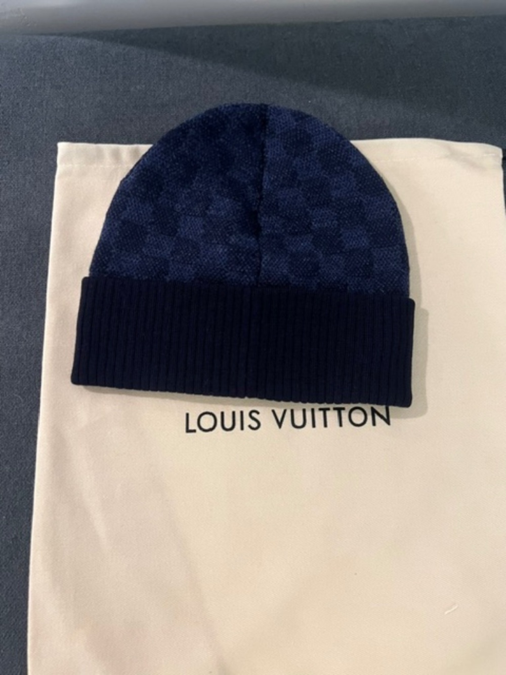 Blue LV Checkered Beanie